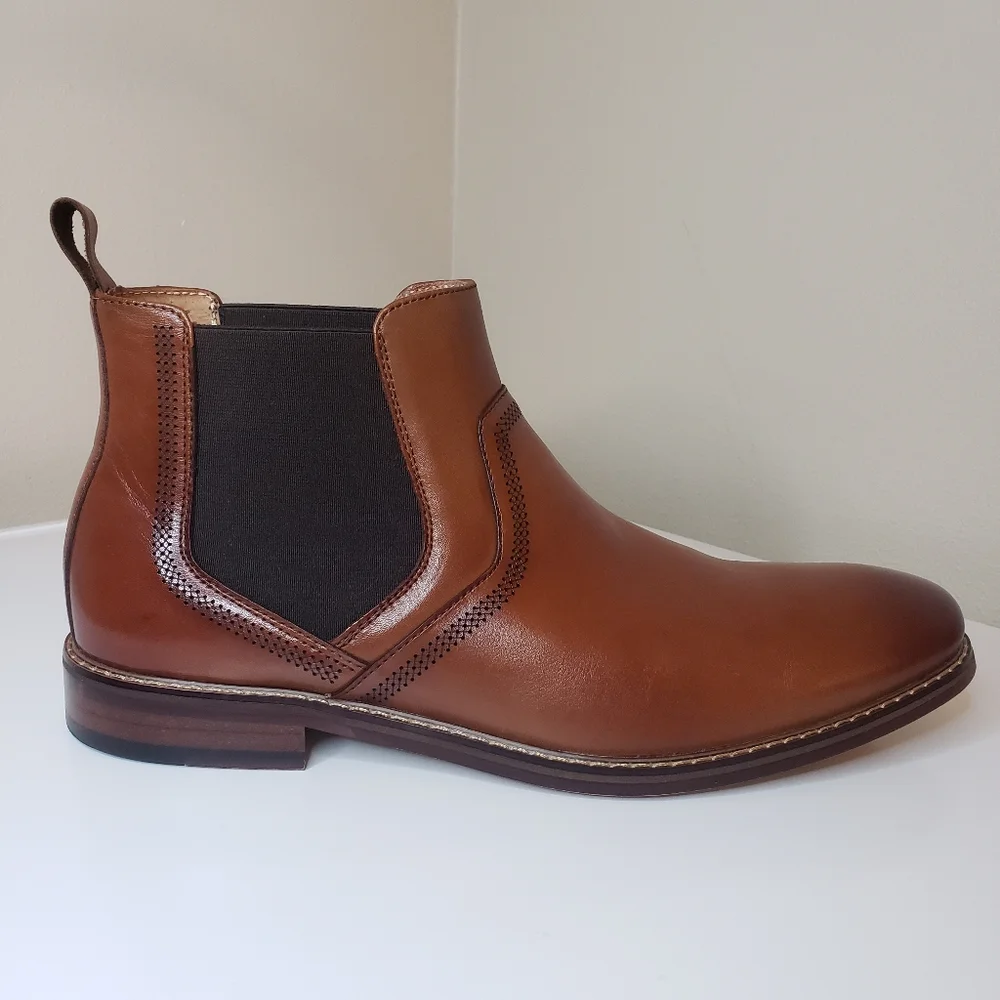 Stacy Adams Altair Plain Toe Chelsea Men's Dress Boot in Cognac (25301-221)